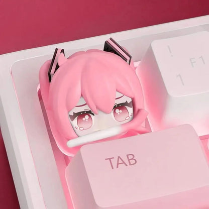 Kawaii Hatsune Miku Artisan Keycap – PBT Cross Axis Resin Keycap for Mechanical Keyboards