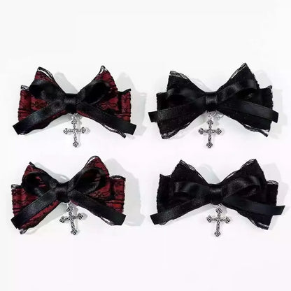 Gothic Dark Style Bowknot Hair Clips – 4pcs Lolita Dressing Bow Barrettes for Girls