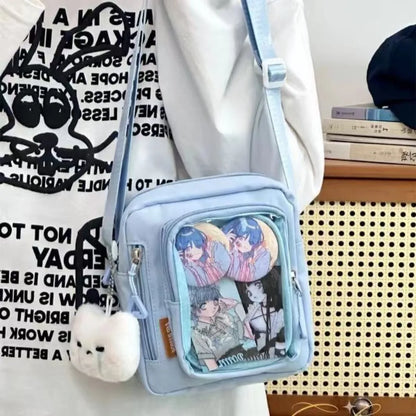 Y2K Mini Ita Bag – Korean Casual Crossbody Shoulder Bag with Transparent Pocket