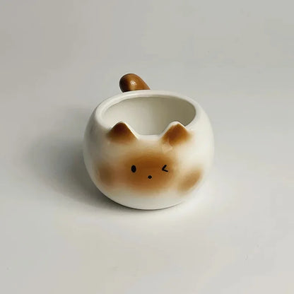 Ceramic Siamese Cat Coffee Mug – Cute Kitten Underglaze Cup for Coffee, Milk & Tea, Gift for Cat Lovers