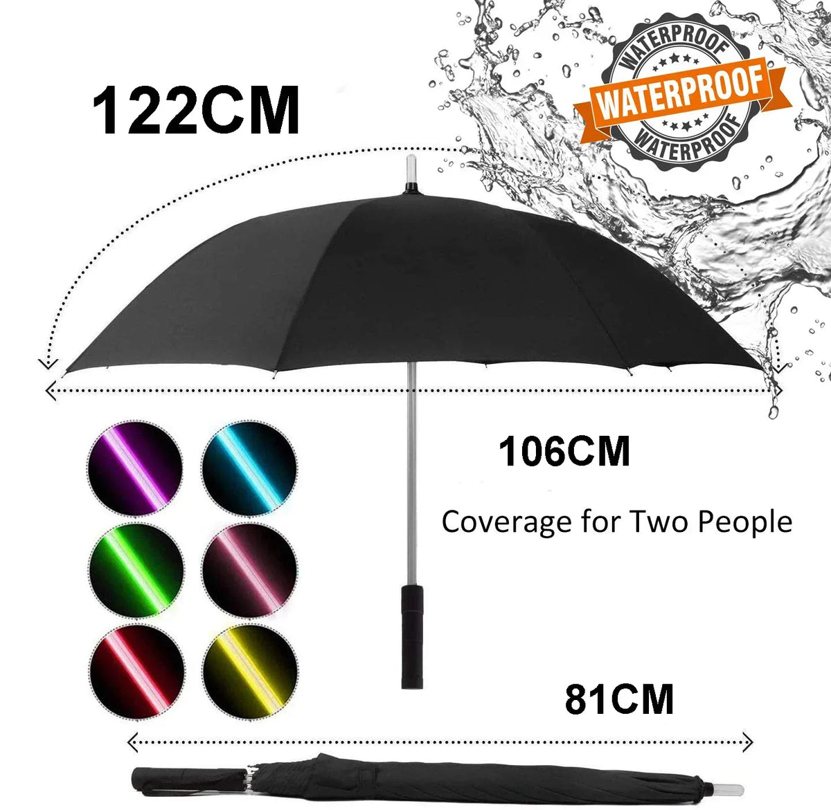 Lightsaber Umbrella LED Light up Rain ProofGolf Umbrellas for Rain Sun, Creative Glowing Umbrella Gifts for Men/Women/Kids