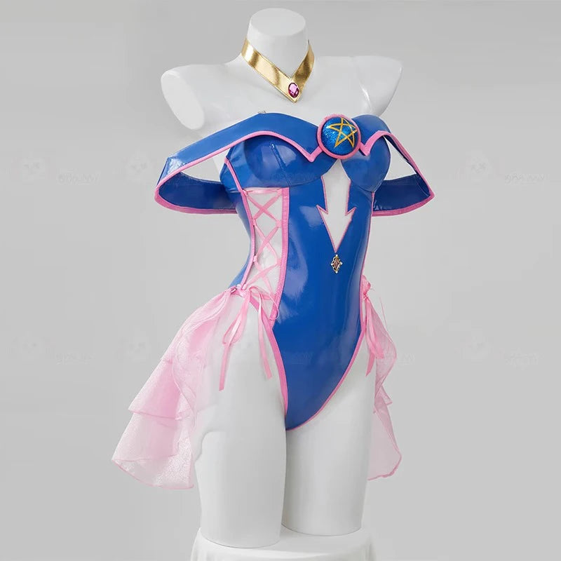 Dark Magician Girl Cosplay Costume for Women - Faux Leather Bunny Girl Bodysuit with Hat