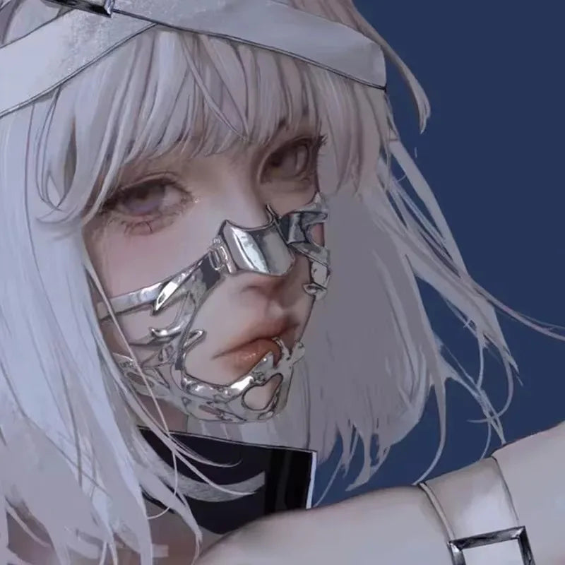 Cyberpunk Metal Face Mask Futuristic Mechanical Wind Accessory
