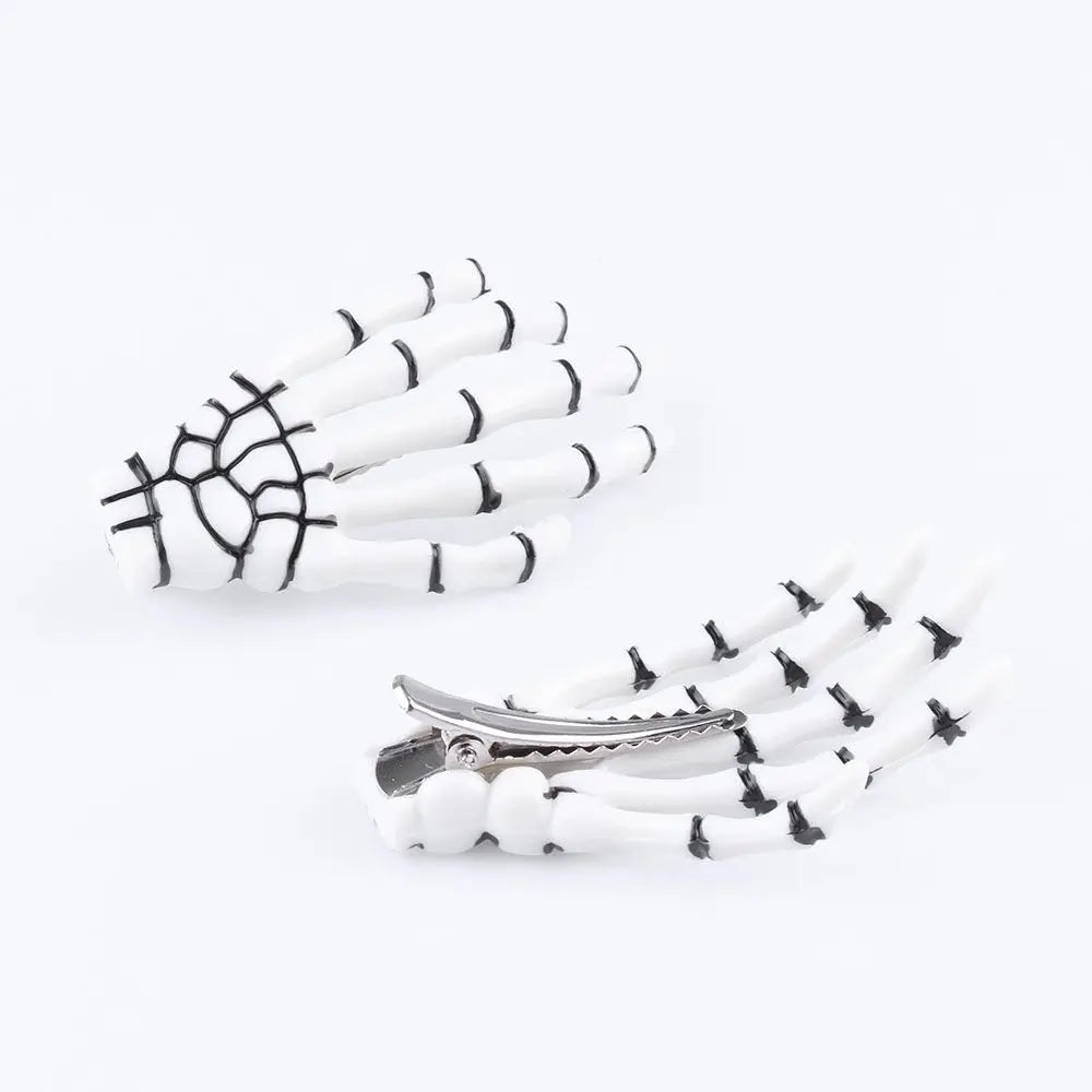 Skull Hand Bone Hair Clips Gothic Ghost Skeleton Claw Hairpin Halloween Accessory