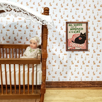 Miniature Cat Drinking Tea Photo Frame – Dollhouse Accessory & Scene Ornament
