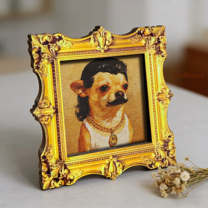 Retro Chihuahua Portrait Framed Fridge Magnet - Quirky Dog Art Decor Gift