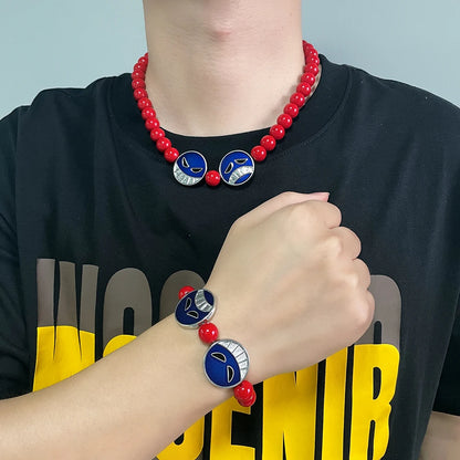 Portgas D Ace Red Beads Face Bracelet & Necklace – One Piece Anime Cosplay Jewelry Gift