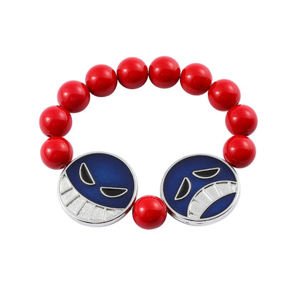 Portgas D Ace Red Beads Face Bracelet & Necklace – One Piece Anime Cosplay Jewelry Gift