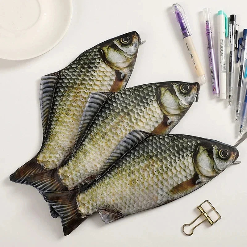 Carp Shaped Pencil Case Cute Fish Pen Pouch Portable Student Stationery Bag