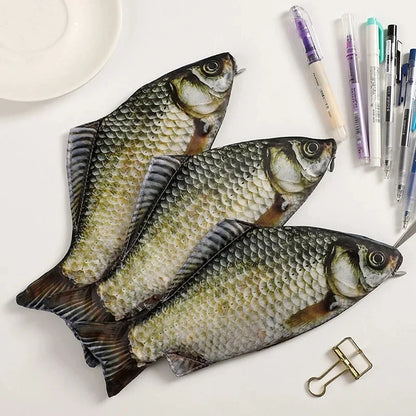 Carp Shaped Pencil Case Cute Fish Pen Pouch Portable Student Stationery Bag