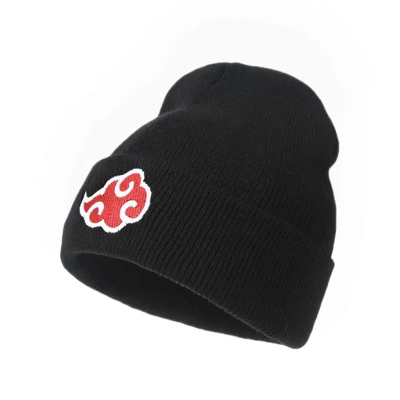Akatsuki Red Cloud Knitted Beanie - Unisex Anime Ninja Cosplay Winter Hat