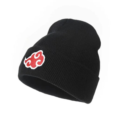Akatsuki Red Cloud Knitted Beanie - Unisex Anime Ninja Cosplay Winter Hat