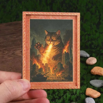 Mini Creation of Adam Cat Fridge Magnet - Vintage Framed Art Refrigerator Magnet