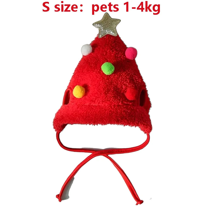 Christmas Pet Costume Santa Elk Hat Bandana Bib Scarf Set for Dogs and Cats