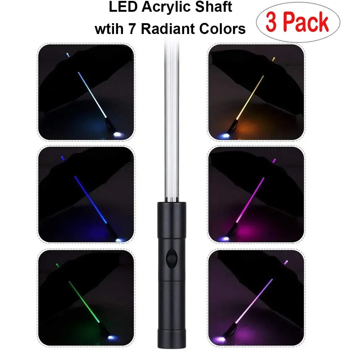 Lightsaber Umbrella LED Light up Rain ProofGolf Umbrellas for Rain Sun, Creative Glowing Umbrella Gifts for Men/Women/Kids