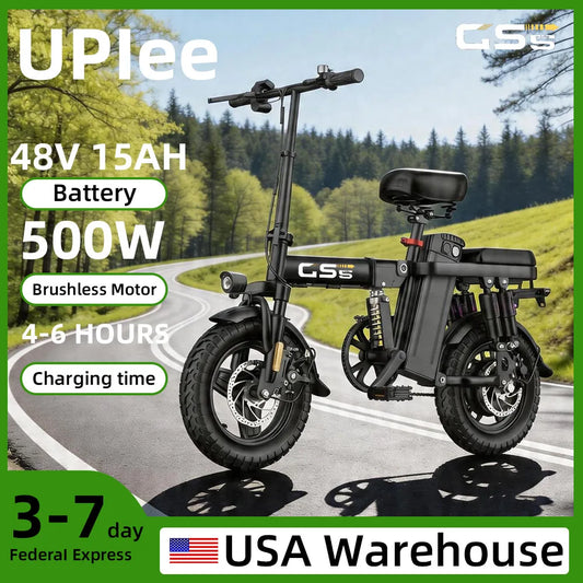 500W Peak Motor Electric Bike 48V15AH Removable Battery Electric Bicycle 14Inch Folding Multiple Shock Absorbers E-Bike