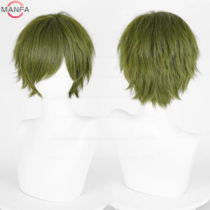 Short Straight Anime Cosplay Wig – 30cm Heat Resistant Synthetic Hair in Solid & Mixed Colors for Men and Women
