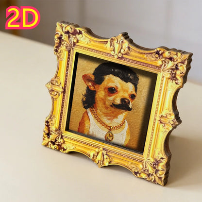 Retro Chihuahua Portrait Framed Fridge Magnet - Quirky Dog Art Decor Gift