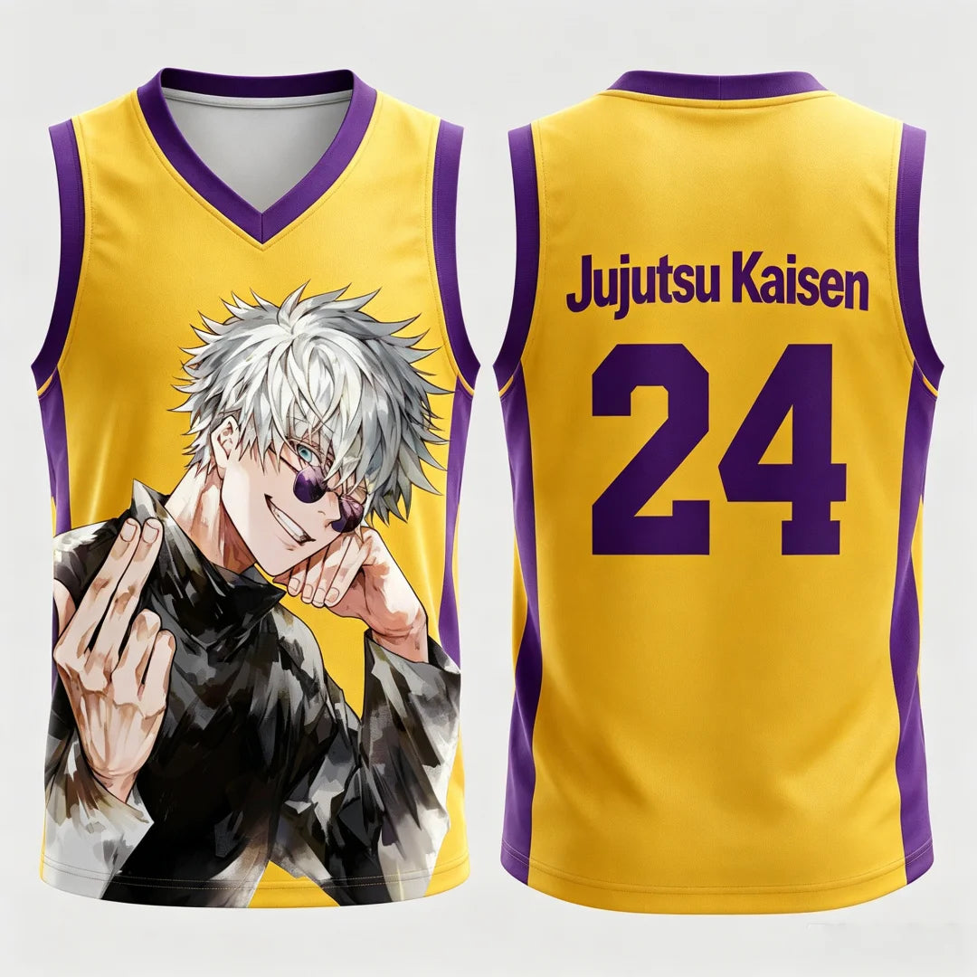 Jujutsu Kaisen Gojo Satoru Basketball Jersey - Sleeveless Gradient Number Anime Sport Tank Top