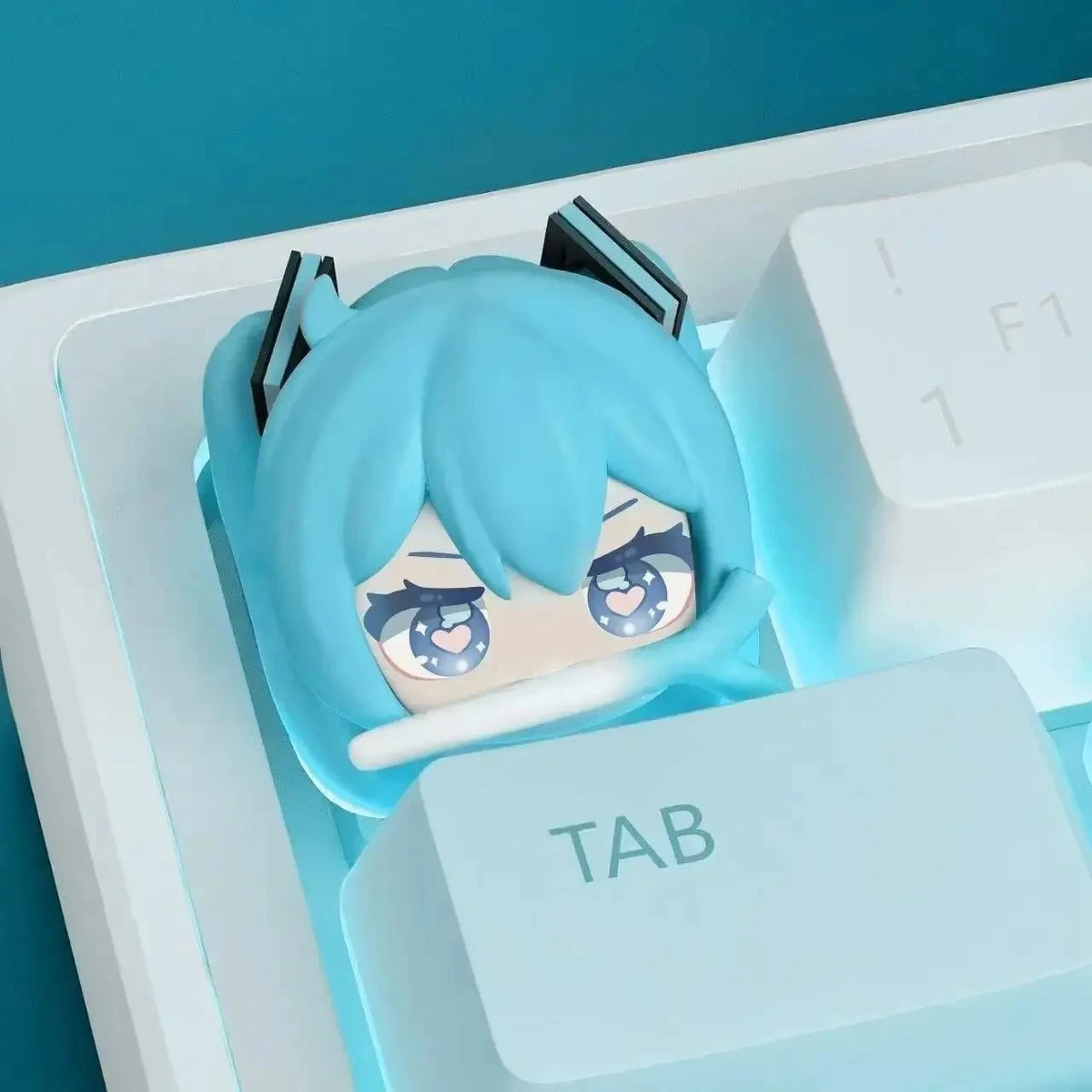 Kawaii Hatsune Miku Artisan Keycap – PBT Cross Axis Resin Keycap for Mechanical Keyboards