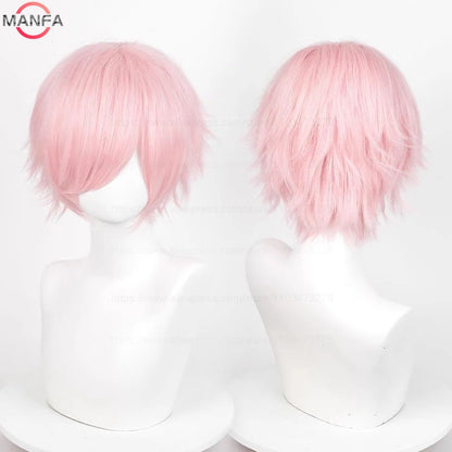 Short Straight Anime Cosplay Wig – 30cm Heat Resistant Synthetic Hair in Solid & Mixed Colors for Men and Women