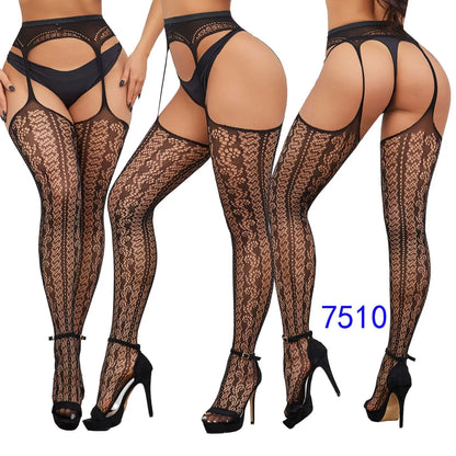 Gothic Sexy Fishnet Stockings Women Harajuku Emo Mesh Thigh High Garter Tights