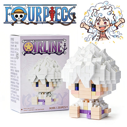 One Piece Sun God Nika Luffy Micro Building Block Figure – Mini Brick Anime Model Kit