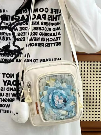 Y2K Mini Ita Bag – Korean Casual Crossbody Shoulder Bag with Transparent Pocket