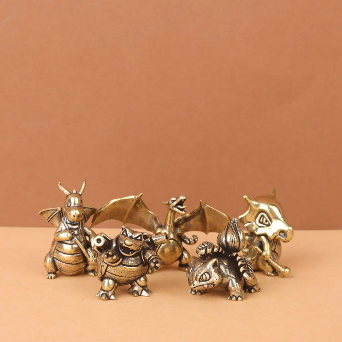 Pokemon Brass Figurine Collection - Charizard, Blastoise, Bulbasaur and Dragonite Metal Desk Statue