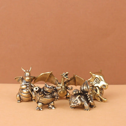 Pokemon Brass Figurine Collection - Charizard, Blastoise, Bulbasaur and Dragonite Metal Desk Statue