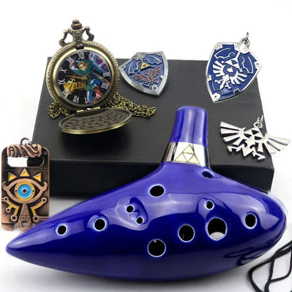 Legend of Zelda Ceramic Ocarina - 12-Hole Alto C Musical Instrument with Song Book and Neck Cord