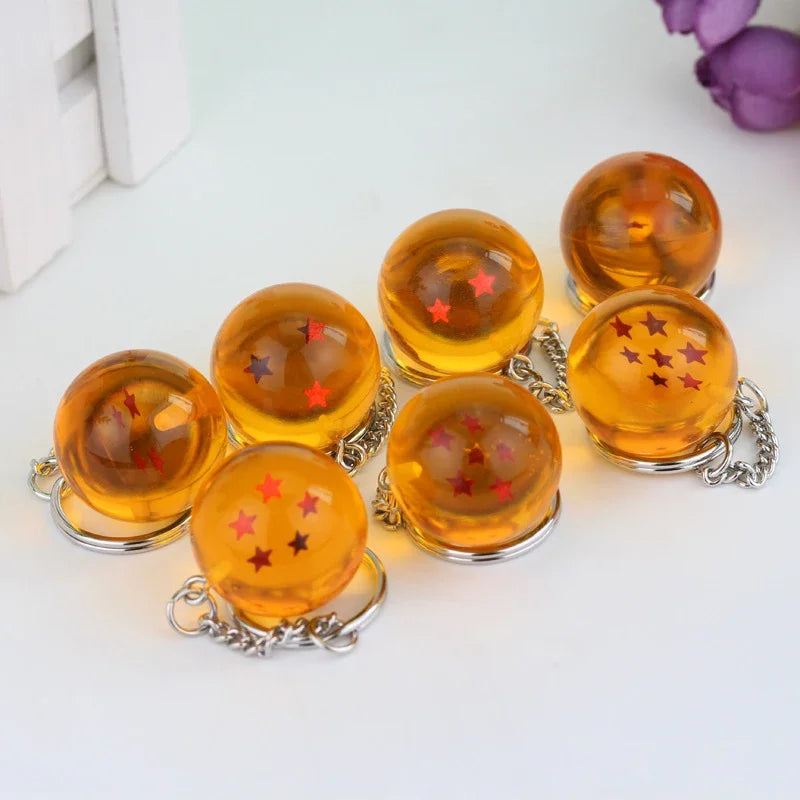Dragon Ball Z Dragon Balls Keychain Charms – 1-7 Star Crystal Orb Pendants for Anime Fans