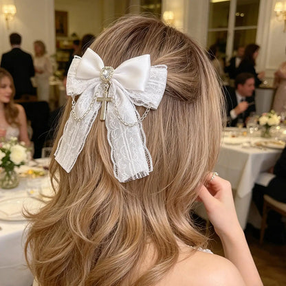 Gothic Dark Style Bowknot Hair Clips – 4pcs Lolita Dressing Bow Barrettes for Girls
