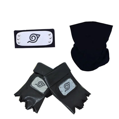 Naruto Kakashi Cosplay Accessory Set - Mask, Headband, Gloves and Kunai Props for Anime Fans