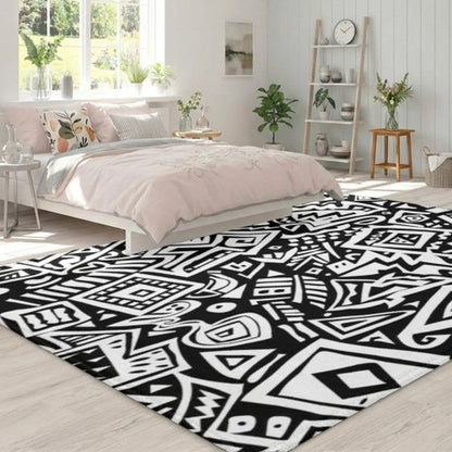 Abstract Tufted Area Rug – Sculptural Irregular Shape Brown & Cream Rug for Living Room