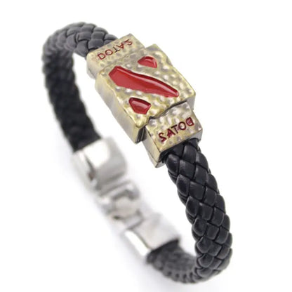 One Piece Luffy Straw Hat Skull Bracelet - Woven Leather Cord Anime Wristband for Fans