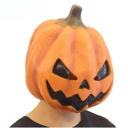 Halloween Devil Pumpkin Mask – Full Face Latex Costume Headwear