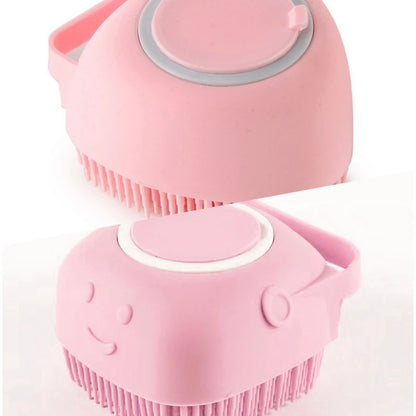 Soft Silicone Dog Bathing Brush - Pet Massage Shampoo Dispenser Grooming Tool