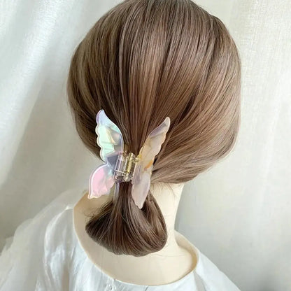 French Retro Butterfly Hair Claw Clips – Acetate Back-of-Head Updo Hair Grabbers for Women