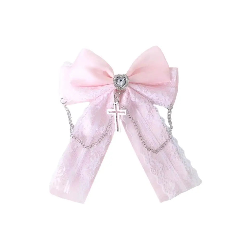 Gothic Lolita Lace Bow Hair Clips – Y2K Cute Ponytail Hairpins & Ita Bag Decoration for Girls