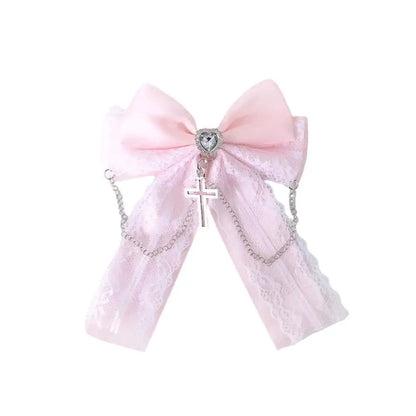 Gothic Lolita Lace Bow Hair Clips – Y2K Cute Ponytail Hairpins & Ita Bag Decoration for Girls