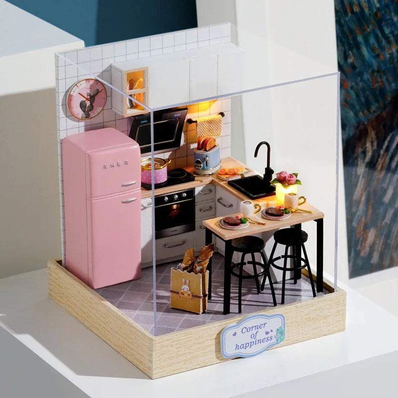 DIY 3D Puzzle Wooden Miniature Dollhouse Building Kit - Handmade Coffee House Model Gift