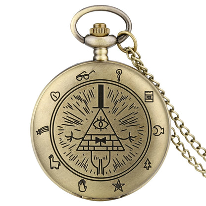 Gravity Pocket Watch Pendant Necklace - Mysterious Triangle Devil Quartz Vintage Women's Wristwatch