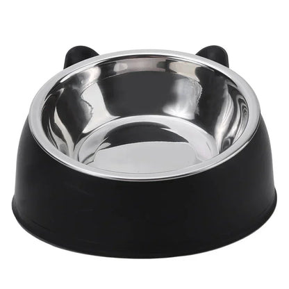 Stainless Steel Double Cat Bowl – Tilted Raised Pet Feeder, 5 Colors