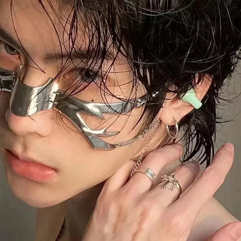 Cyberpunk Metal Face Mask Futuristic Mechanical Wind Accessory