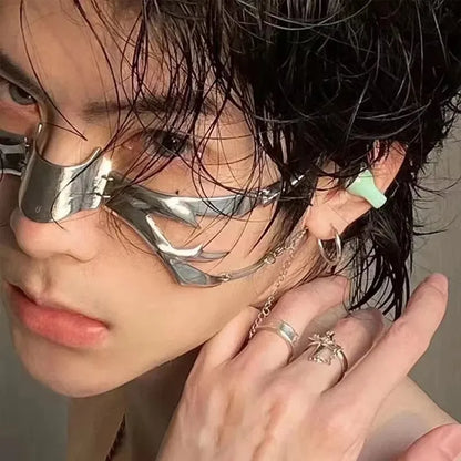 Cyberpunk Metal Face Mask Futuristic Mechanical Wind Accessory