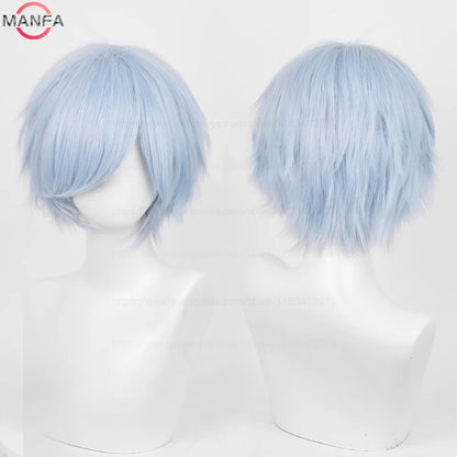Short Straight Anime Cosplay Wig – 30cm Heat Resistant Synthetic Hair in Solid & Mixed Colors for Men and Women