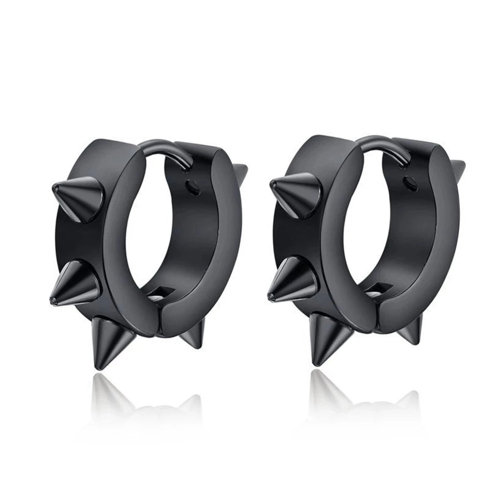 Spiky Thorn Stud Earrings - Punk Gothic Stainless Steel Ear Studs for Women and Men
