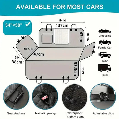 Dog Car Seat Cover for Pets 100% Waterproof Seat Cover Hammock Scratch Proof Nonslip Durable Soft Back Seat Cover for Cars Truck