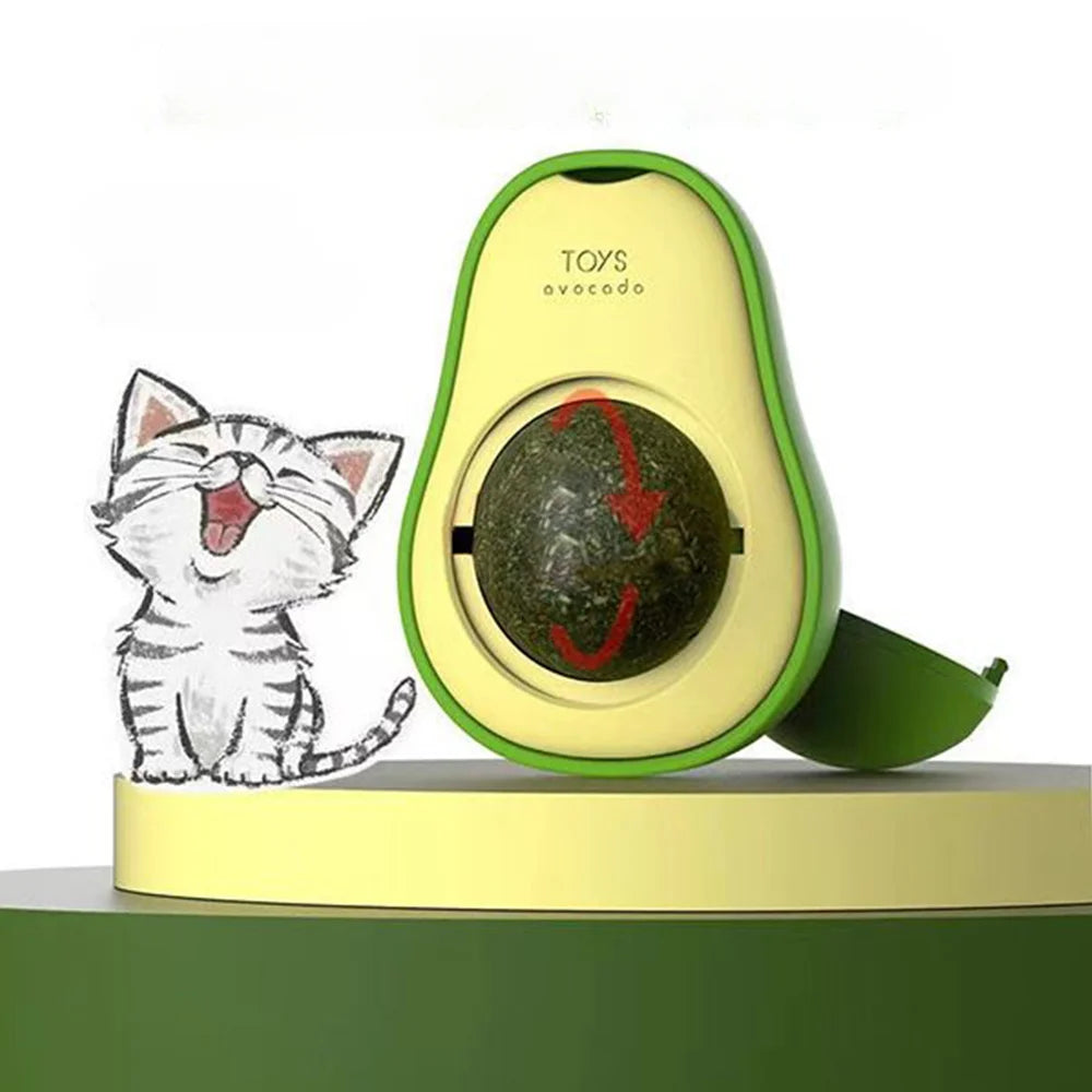 Avocado Catnip Ball Rotatable Cat Toy - Wall Stickup Mint Ball for Kittens